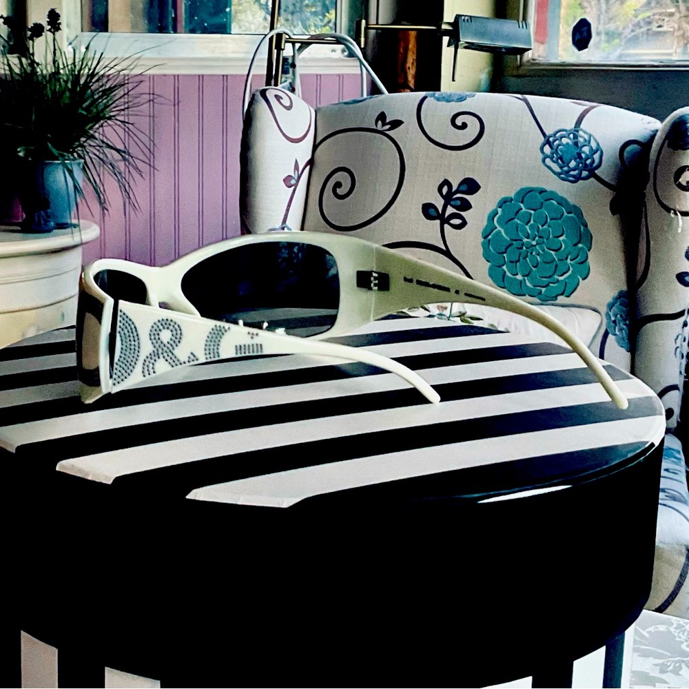 Dolce & Gabbana White and Black Logo Sunglasses